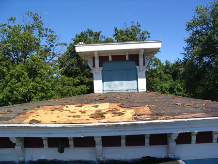 Italianate roof during tear-off